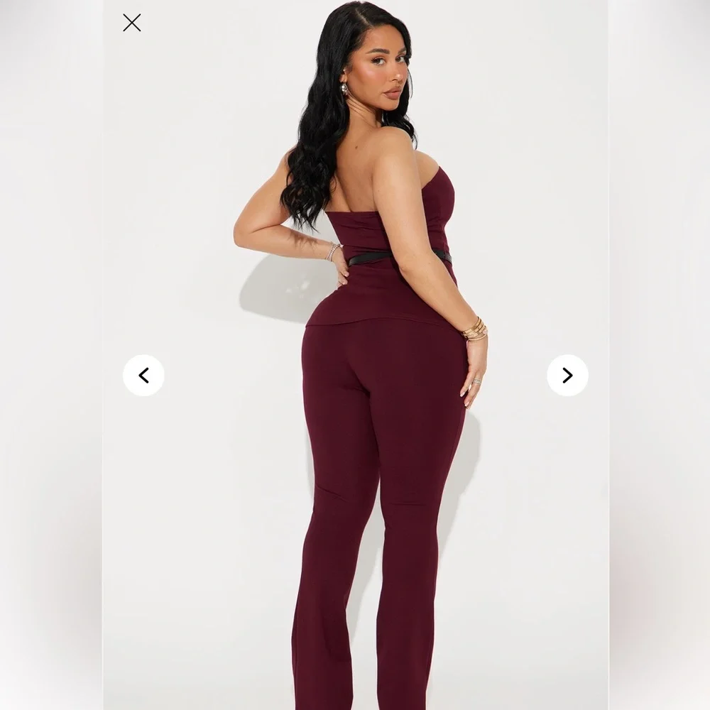 Fashion Nova BURGUNDY Strapless Jumpsuit - Picture 5 of 5